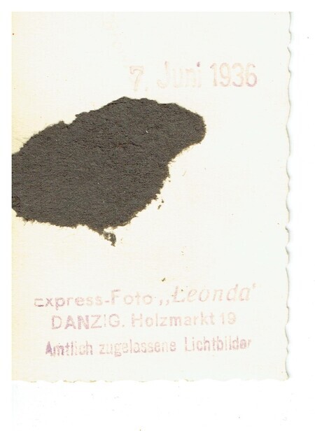 Back of photo with the date 7 June 1936 written; Has name of pharmacy on it as well