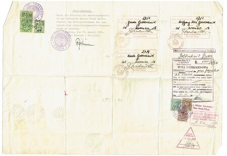 Document written in German issued for Gerda Goldschmid stamped by officials in Danzig