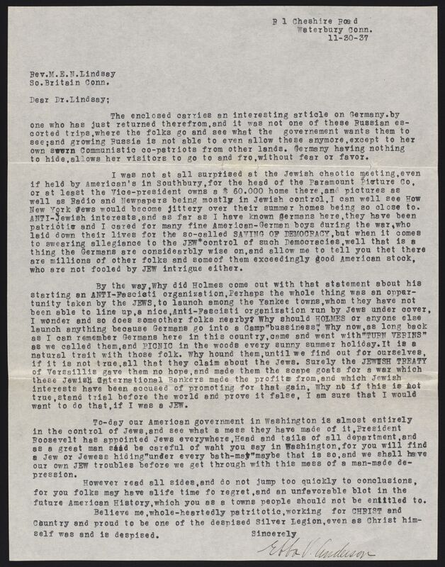 Letter to Rev. Lindsay