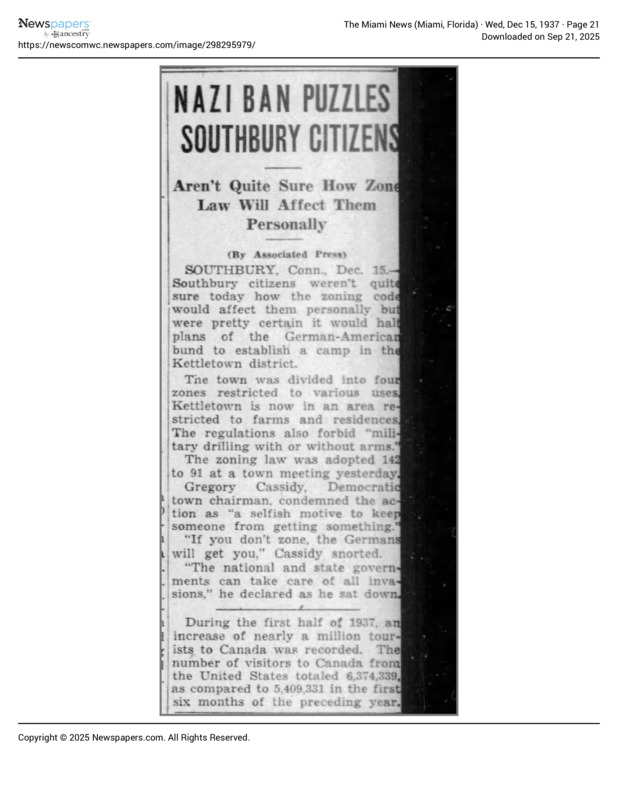 Newspaper: The Miami News on Southbury