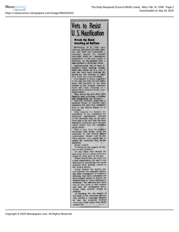 Newspaper: The Daily Nonpareil on Reading 