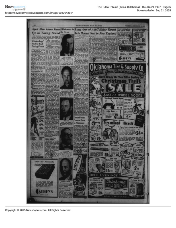 Newspaper: The Tulsa Tribune on Southbury