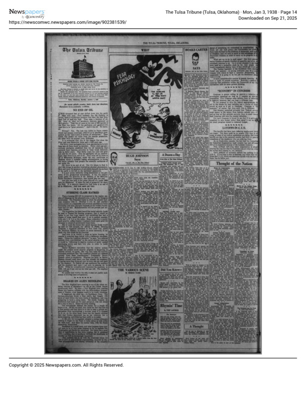 Newspaper: The Tulsa Tribune on Southbury