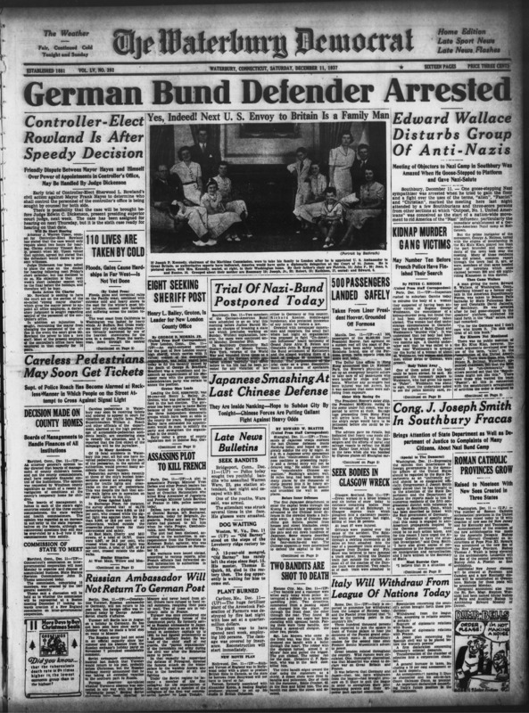 Newspaper: The Waterbury Democrat on Southbury