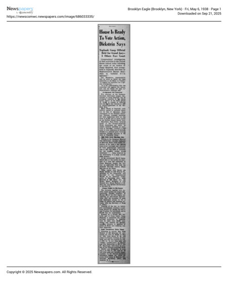 Newspaper: Brooklyn Eagel on Southbury